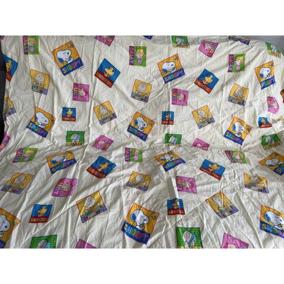 VTG Peanuts Snoopy Friends Comforter Charlie Linus cartoon 80 90s duvet blanket - Picture 2 of 16